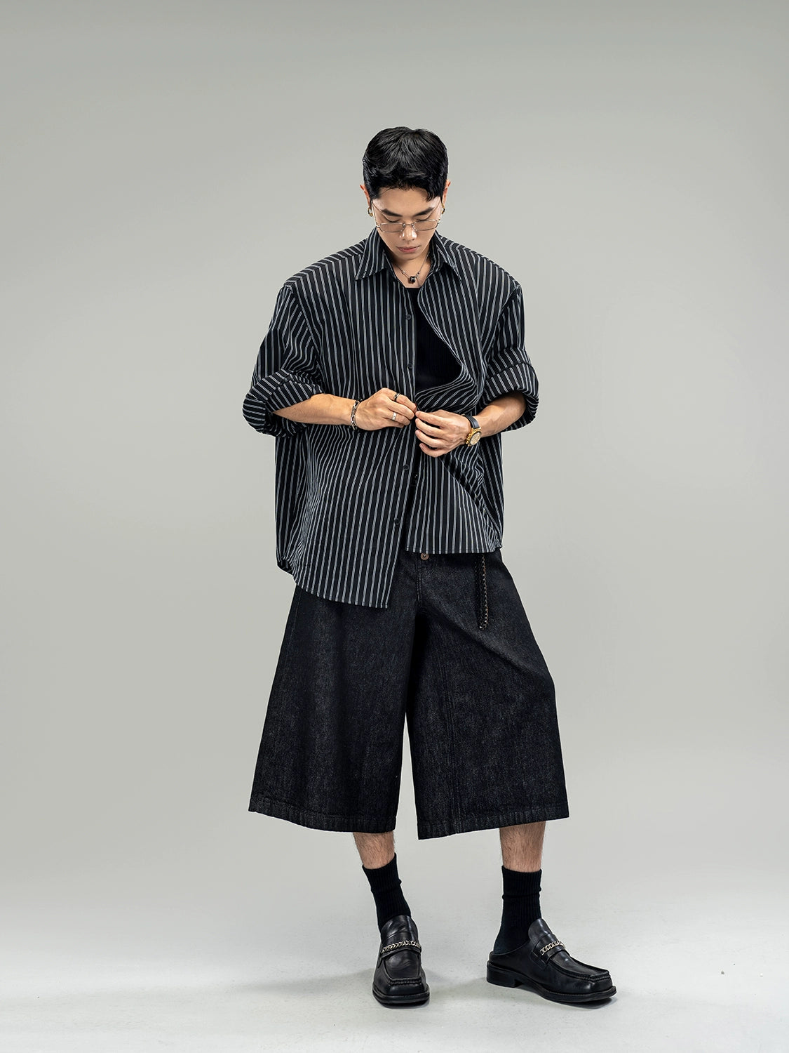 Midnight Pinstripe Flow Shirt