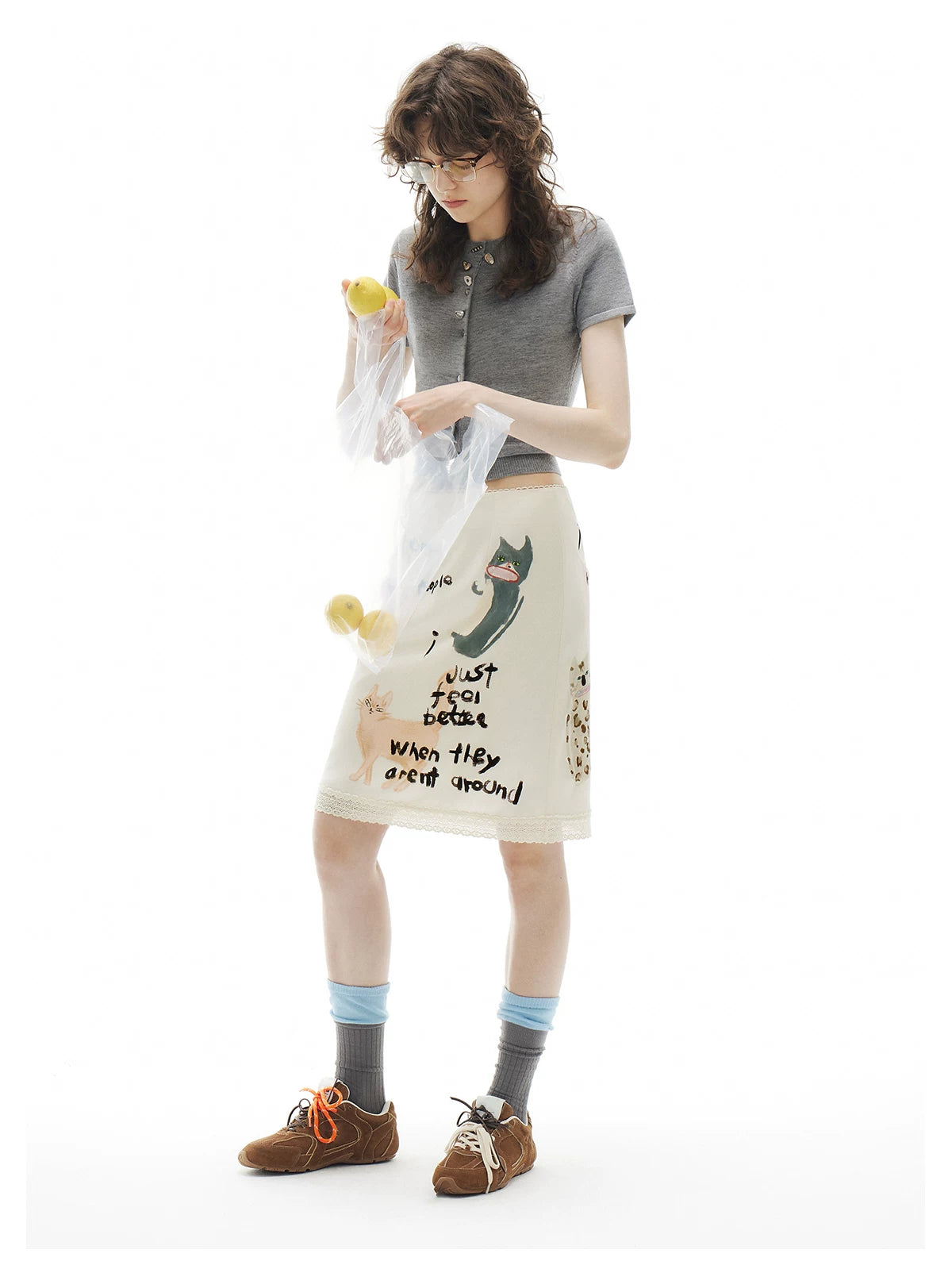 Anti‑Social Kitties Scribble Pencil Skirt