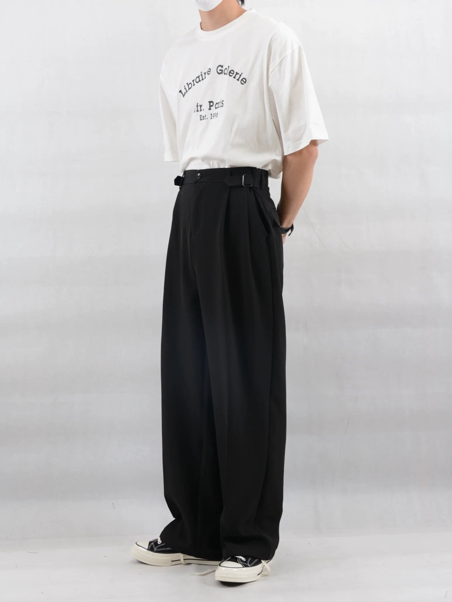 Wide-Leg Adjustable Waist Trousers