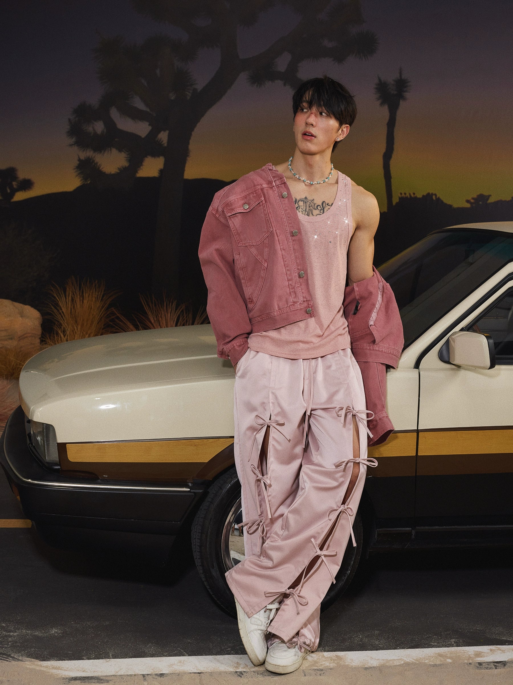 Vintage Rose Denim Trucker Jacket