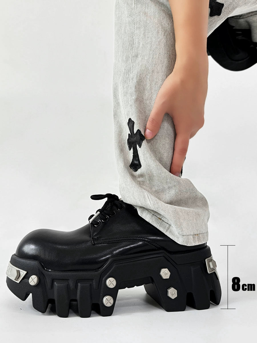 Futuristic Black 8cm Platform Oxfords