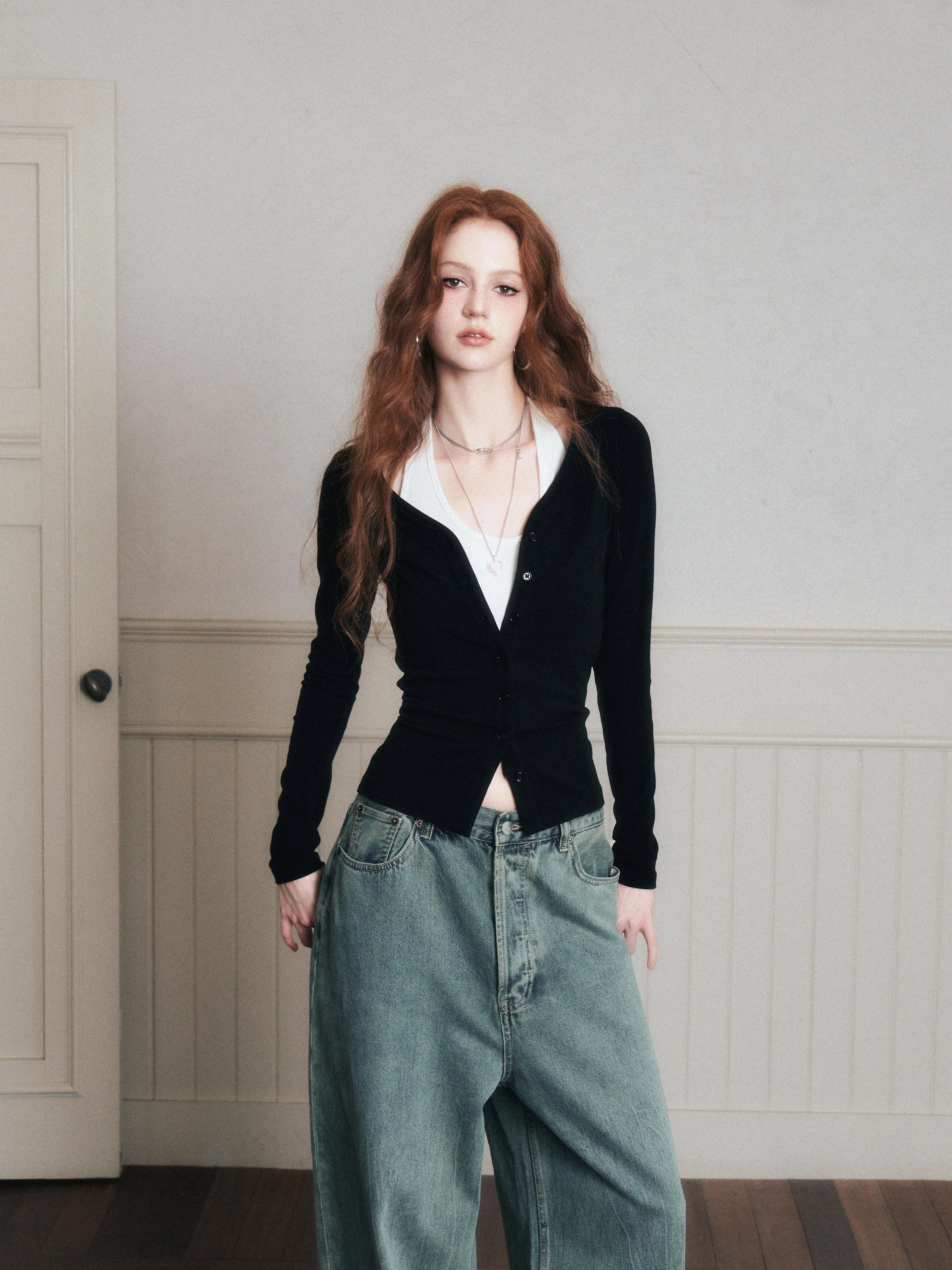 Ink Muse Ruched Cardigan Top