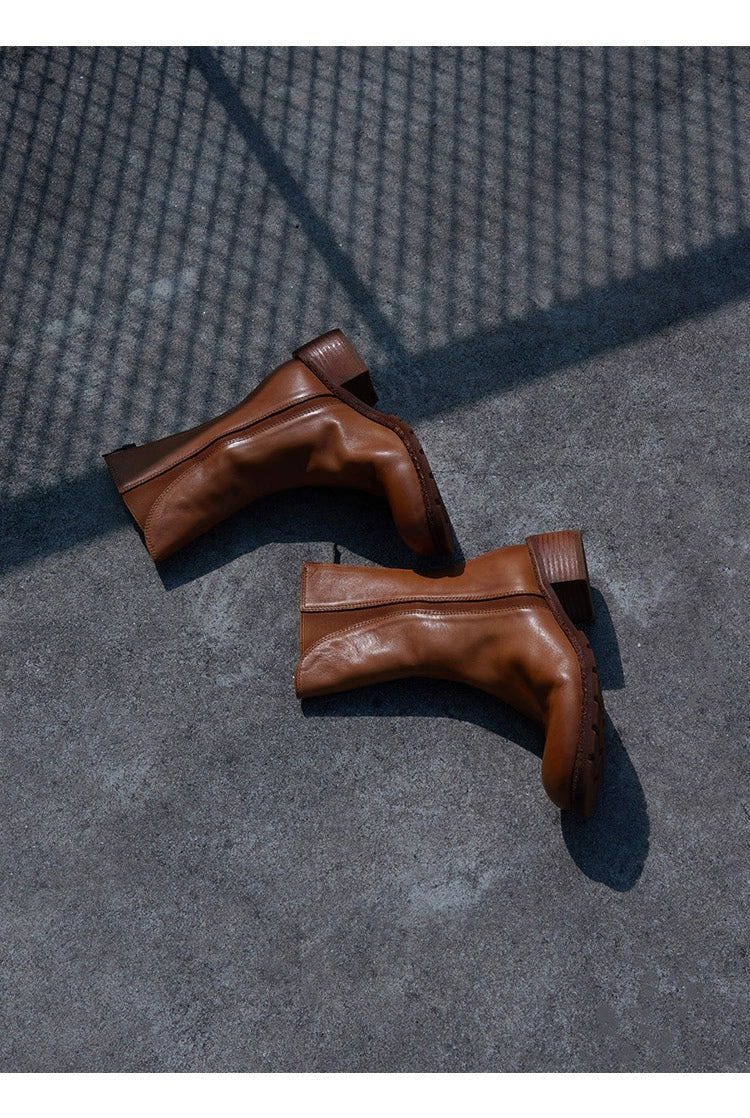 Leather Mid-Calf Boots