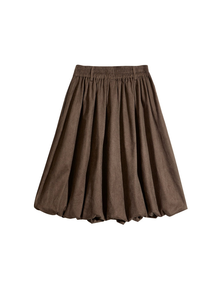 Balloon Hem Midi Skirt