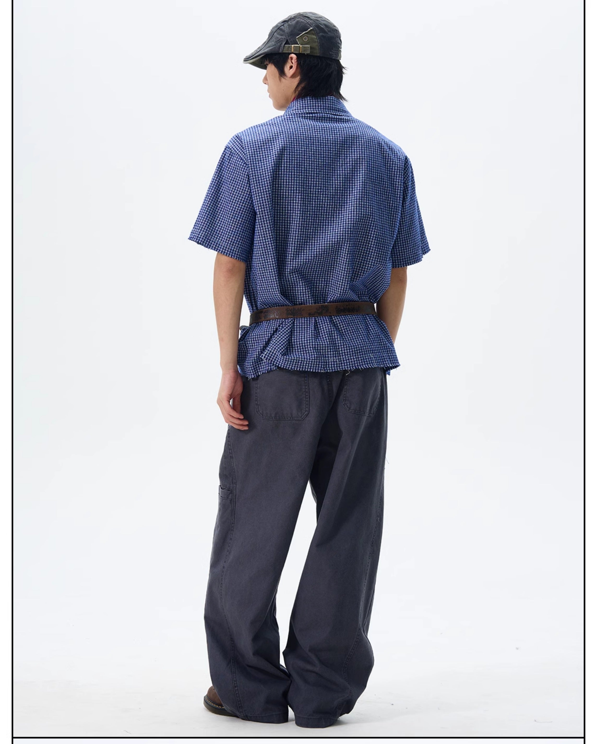 Blue Gingham Check Cotton Shirt