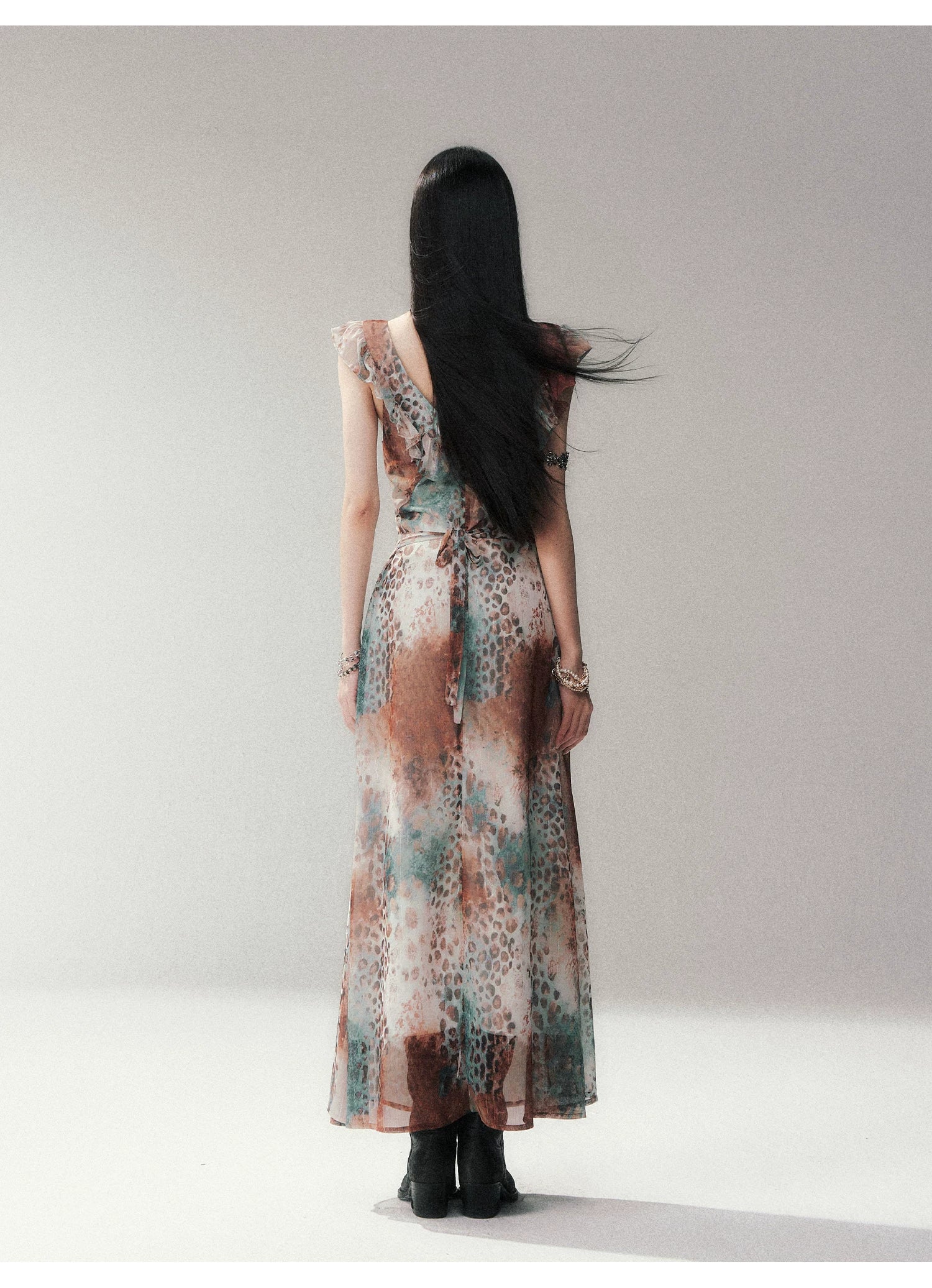 Savanna Mist Ruffle Maxi Dress