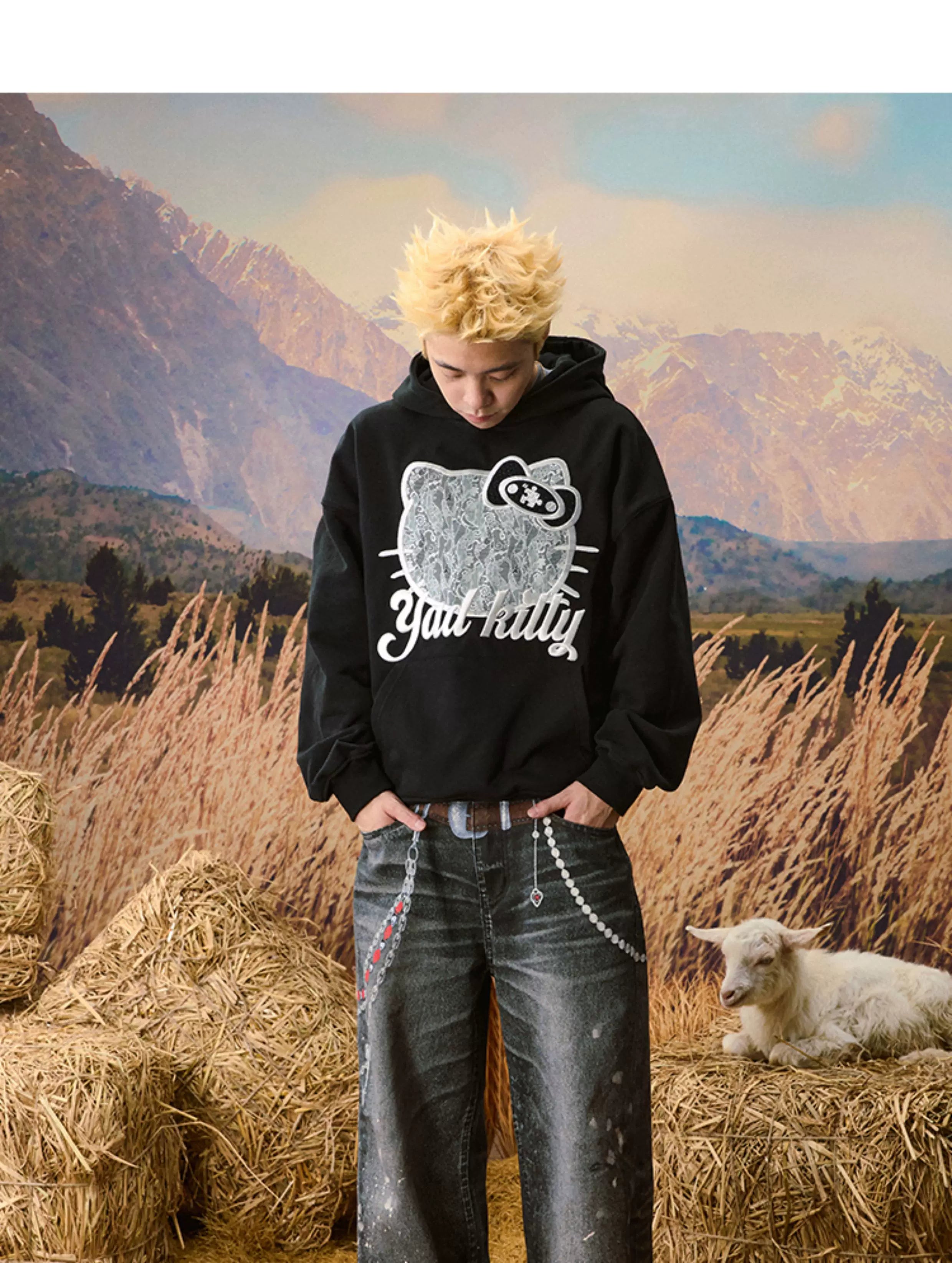 Cat Graphic Pullover Hoodie
