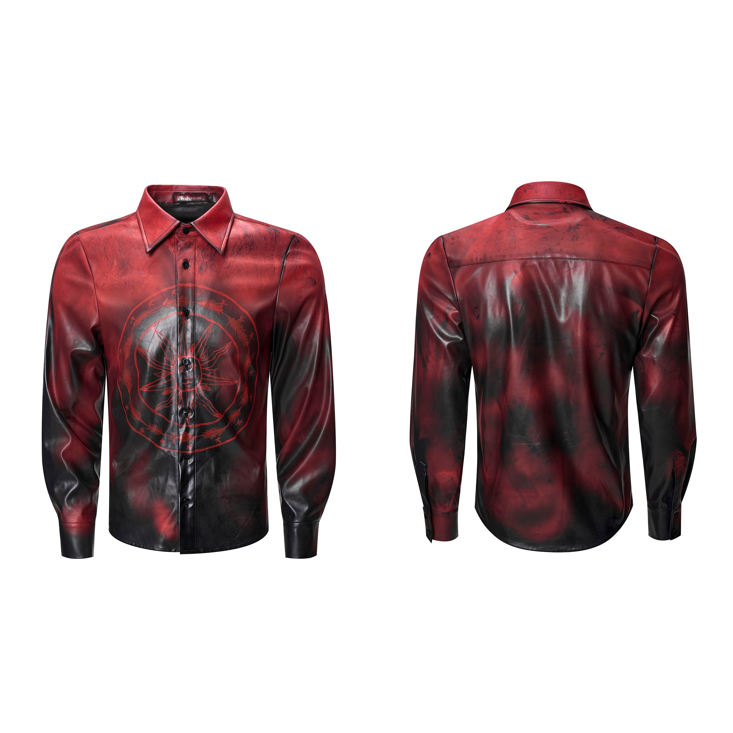 Tie-Dye Sun Print Button-Up Shirt