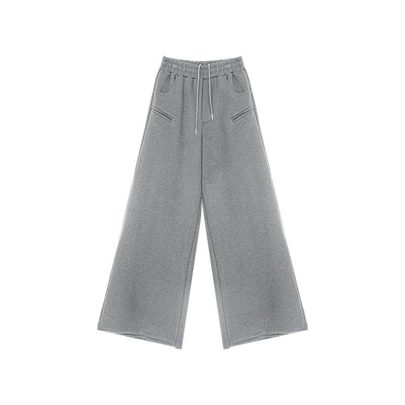 Shoulder-Padded Hoodie Jacket with Straight-Leg Pants Two-Piece Set