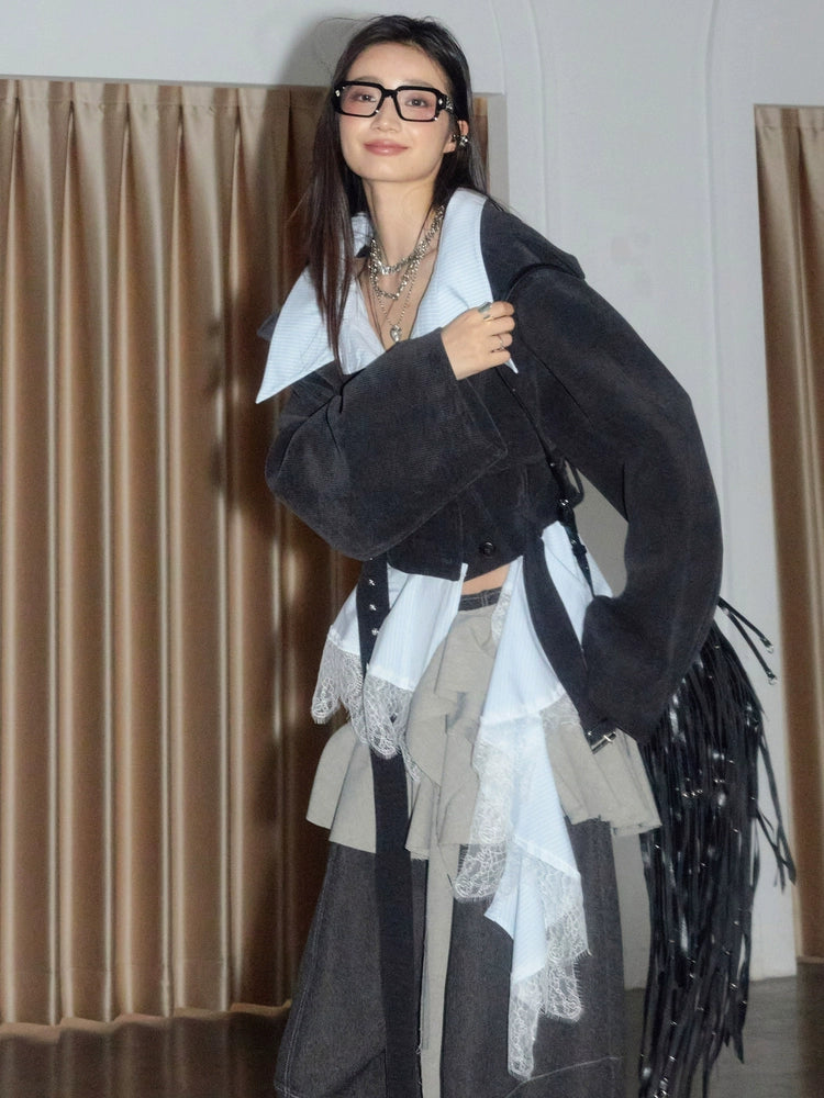 Midnight Lace Asymmetric Hybrid Blazer