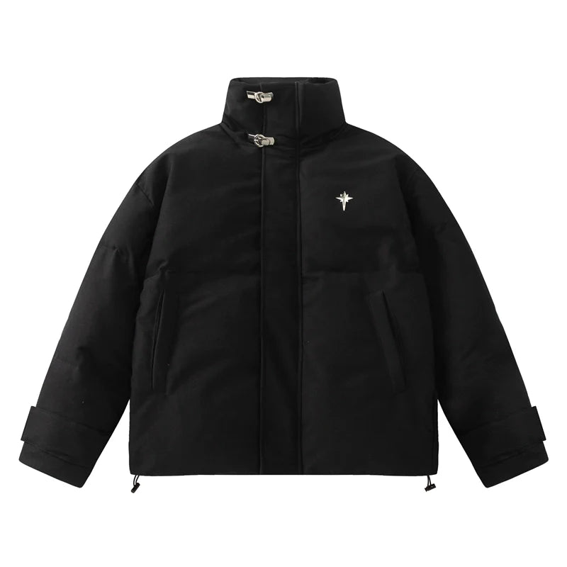 Collar de pie chaqueta de hojaldre de gran tamaño