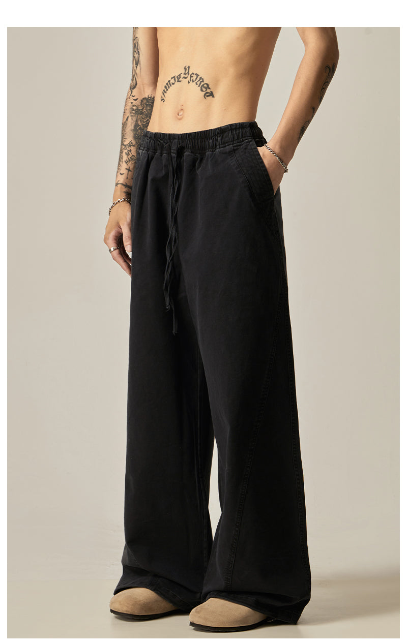 Brown Loose Drawstring Wide Pants