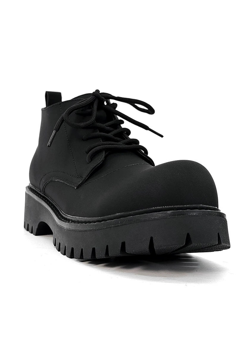 Chunky Black Platform Derby Shoes with Lug Soles