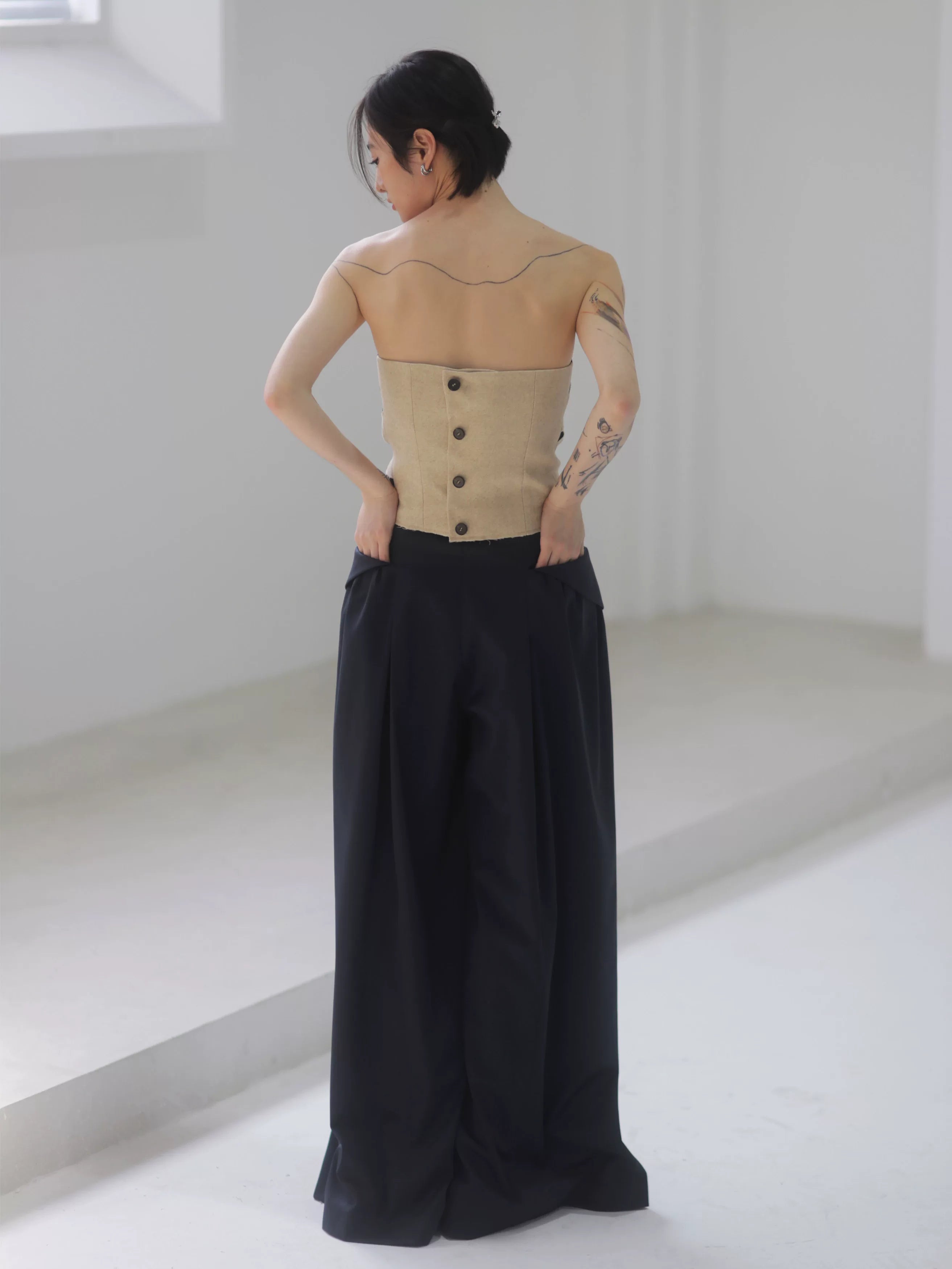 Ivory Wave Sculpted Bustier Top