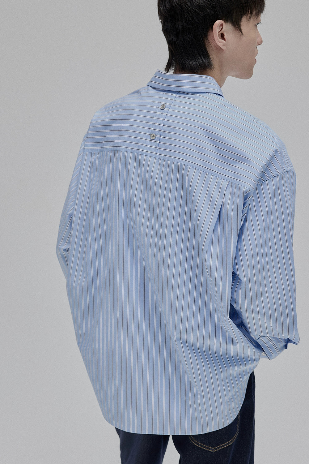 Camisa de gran tamaño de rayas azules/blancas