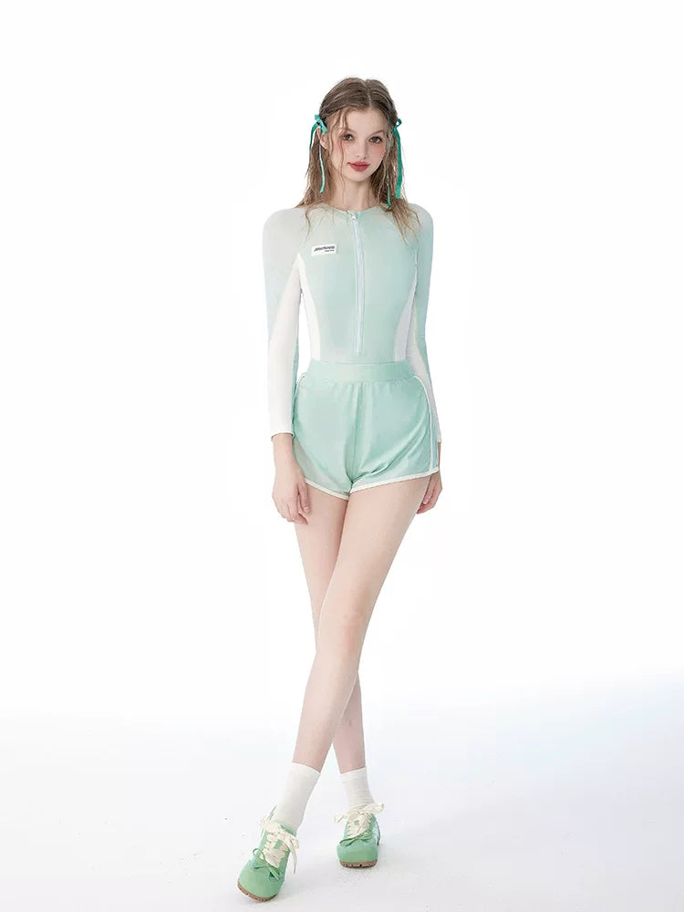 Mint Breeze Sporty Swim Romper