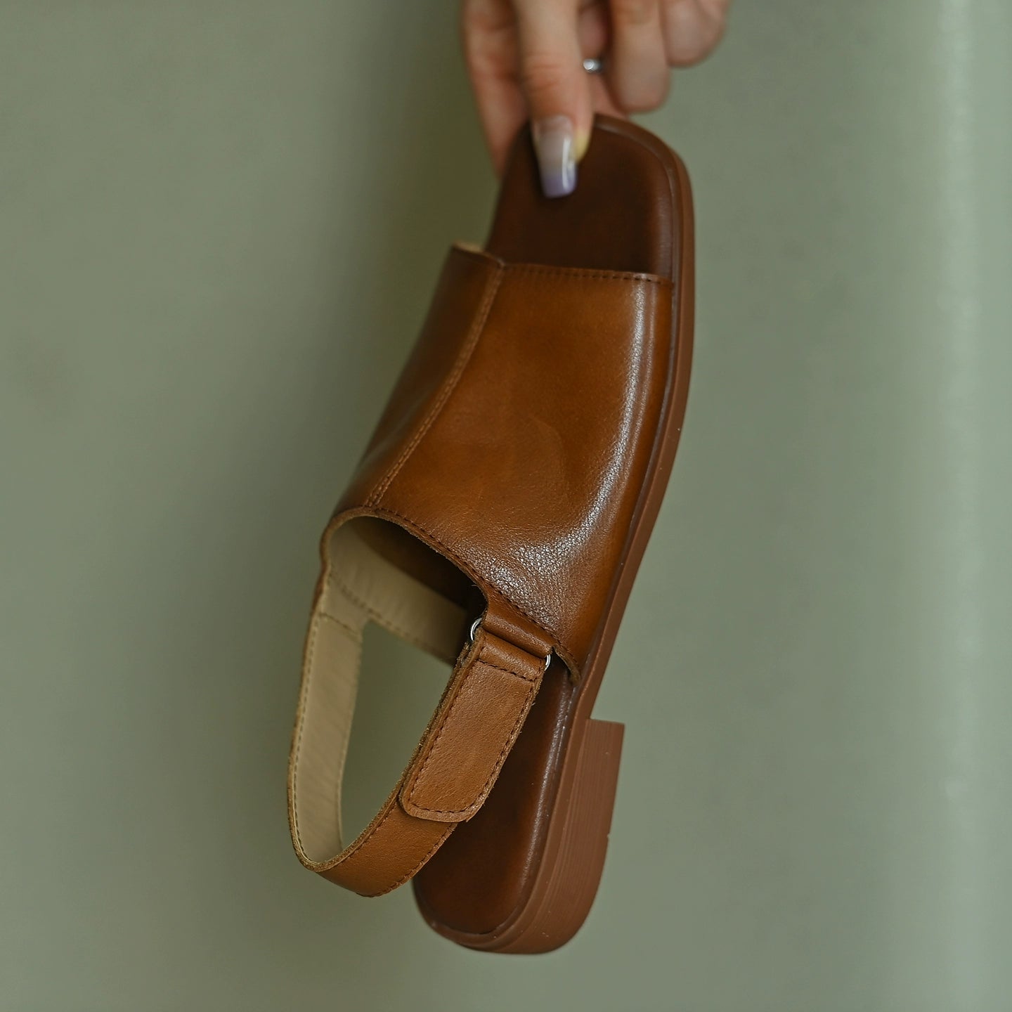 Caramel Leather Slingback Sandals