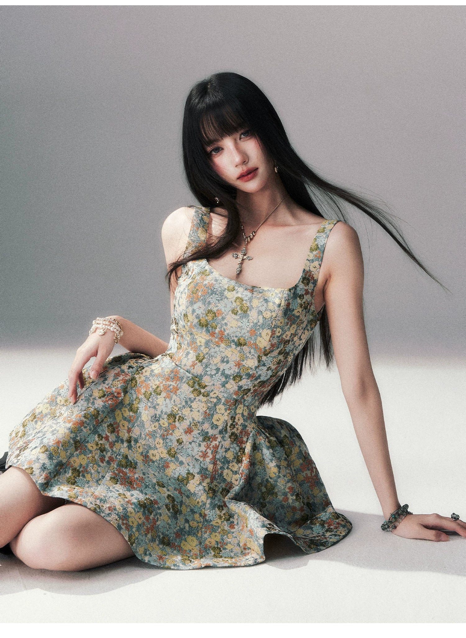 Garden Sonata Brocade Mini Dress