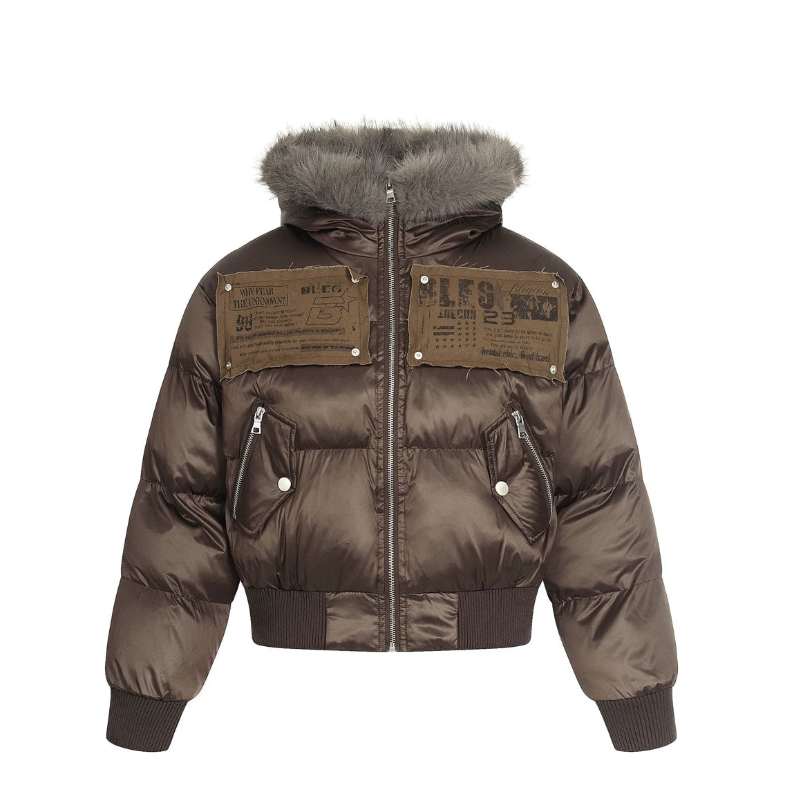 Frost Signal Fur-Trimmed Patch Puffer Jacket