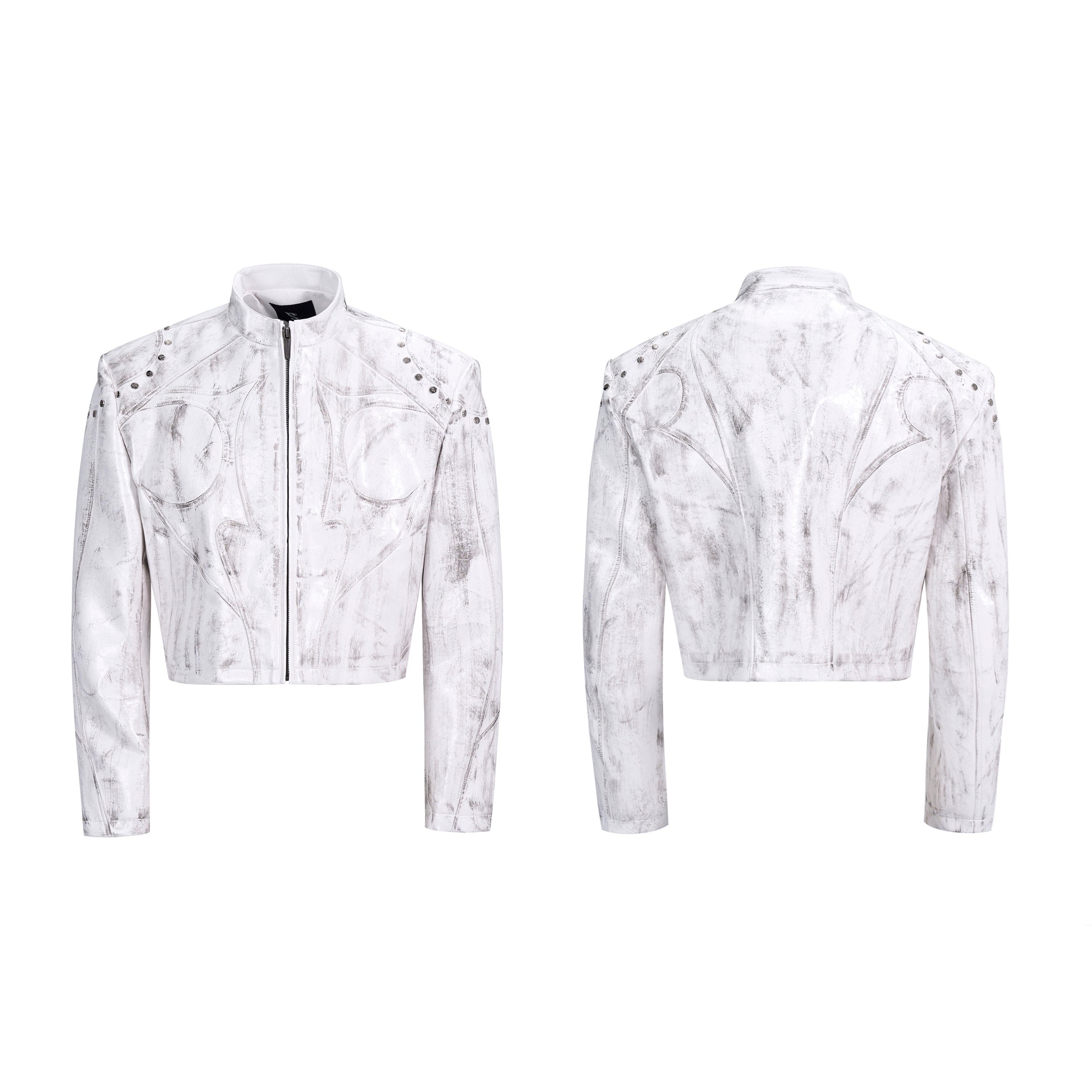 Cropped Sheer Panel Jacket