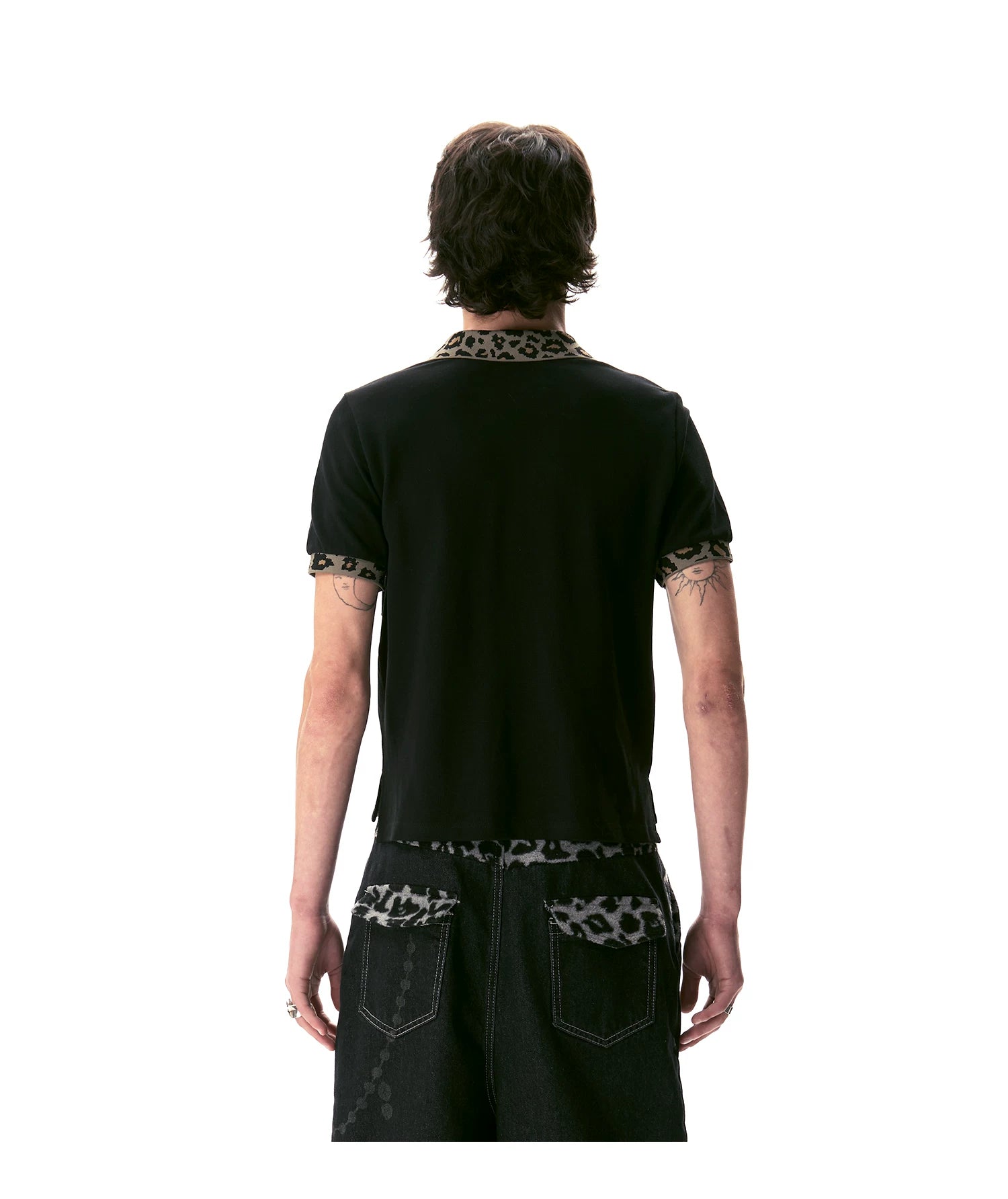 Leopard Collar Skull Crest Polo