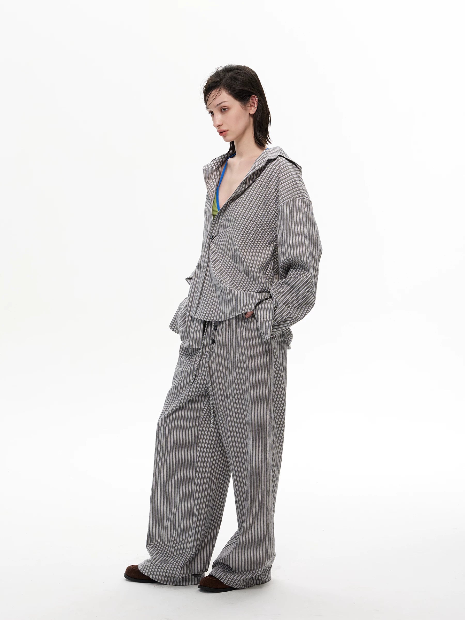 Drape Line Pinstripe Lounge Shirt