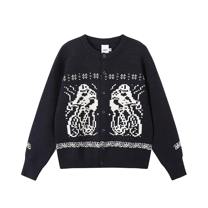 Arctic Fleece Animal Motif Button Cardigans and Sweaters