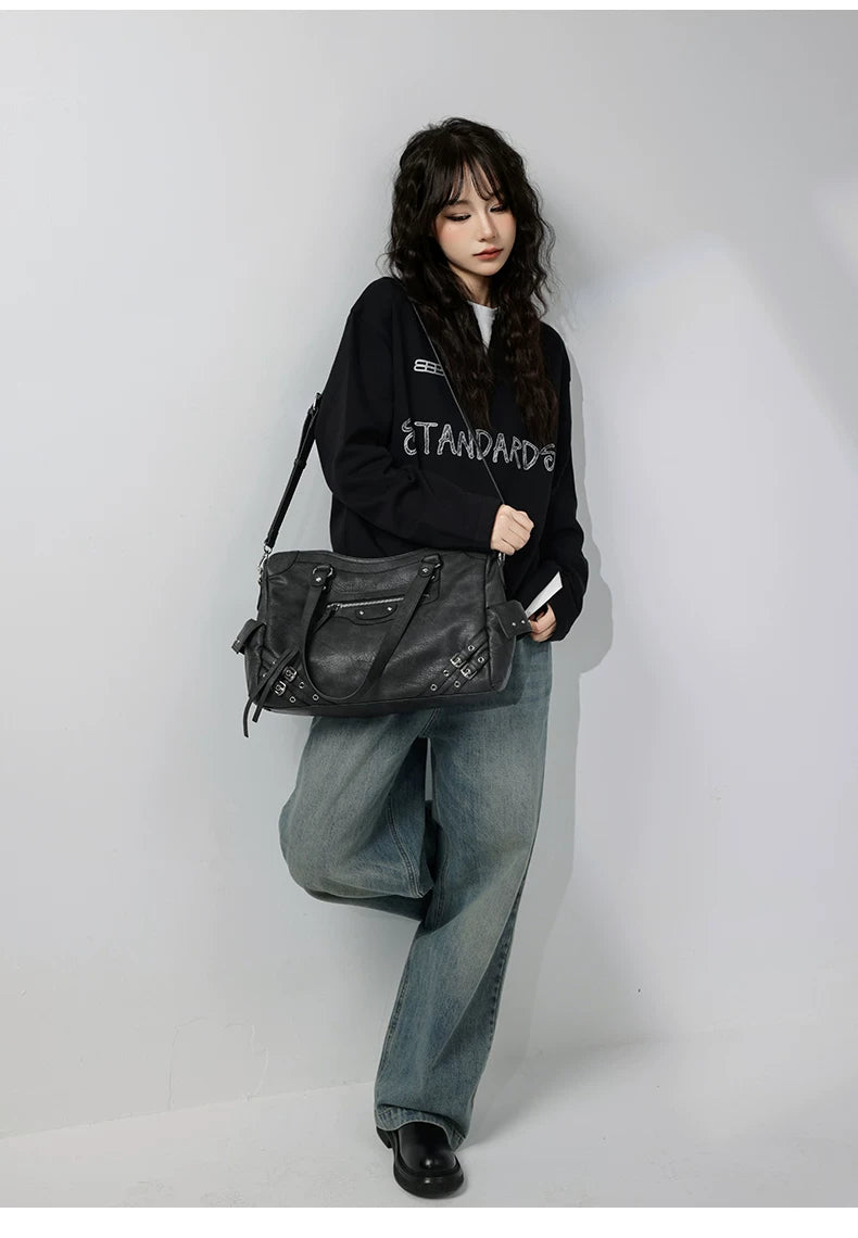 Charcoal Buckle Rider Tote