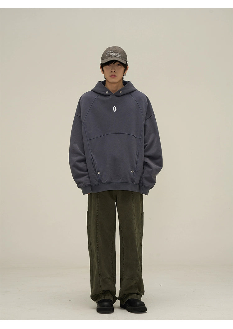 Washed Utility Panel Seams Wide Leg Jeans