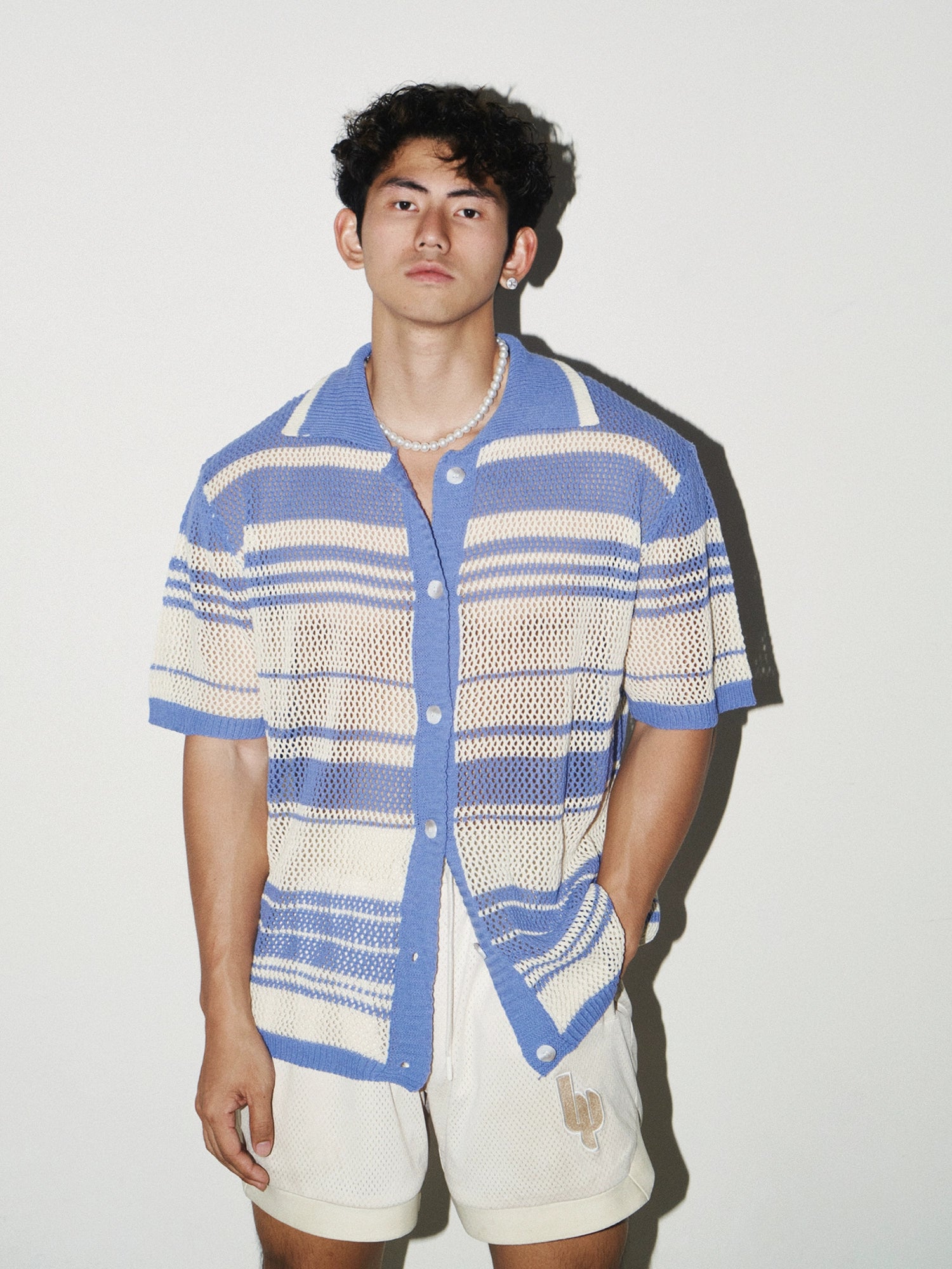 Hollow Out Niche Striped Shirt