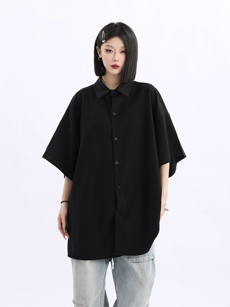 Oversized Black Button-Down Shirt