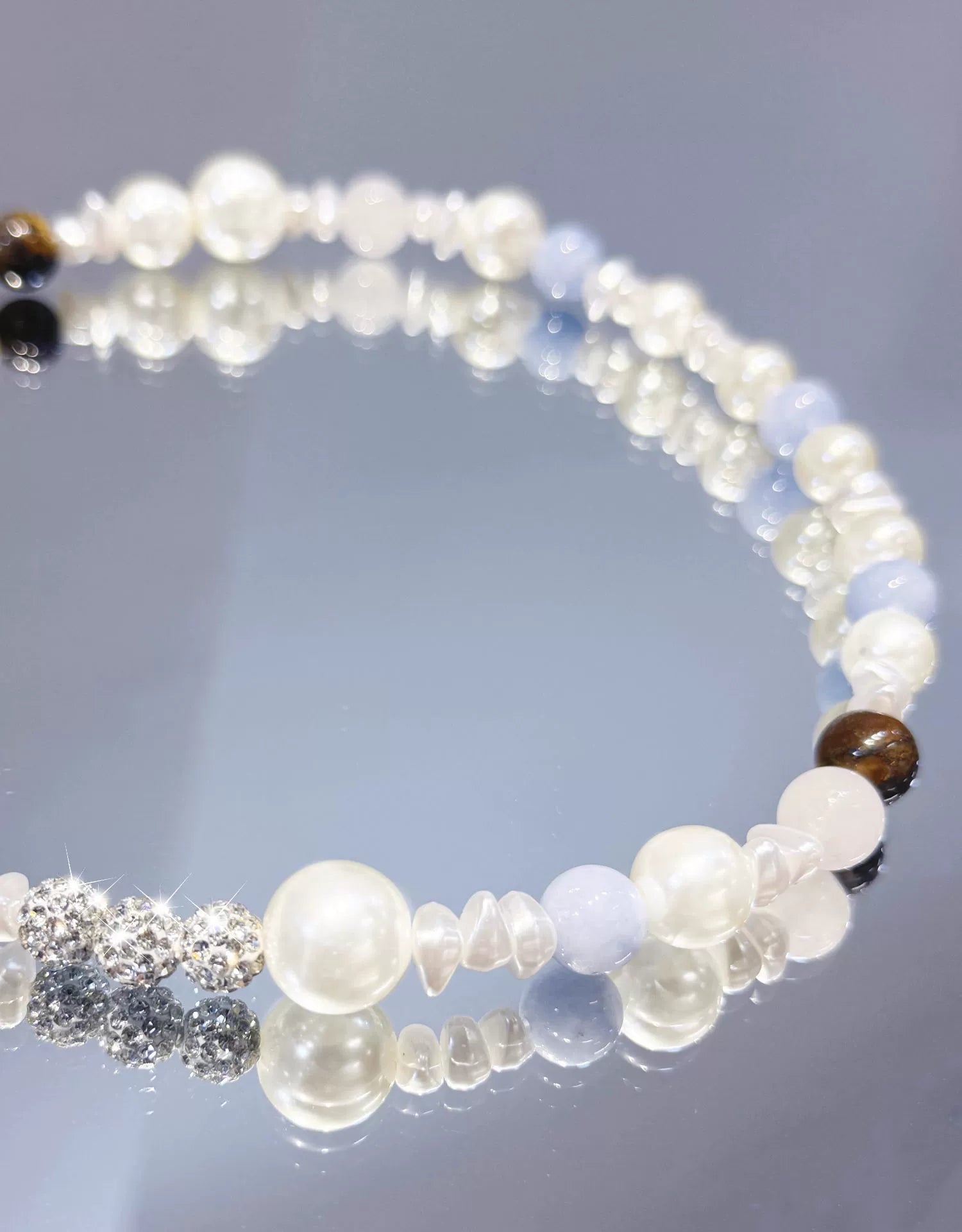 Pearl & Blue Stone Necklace