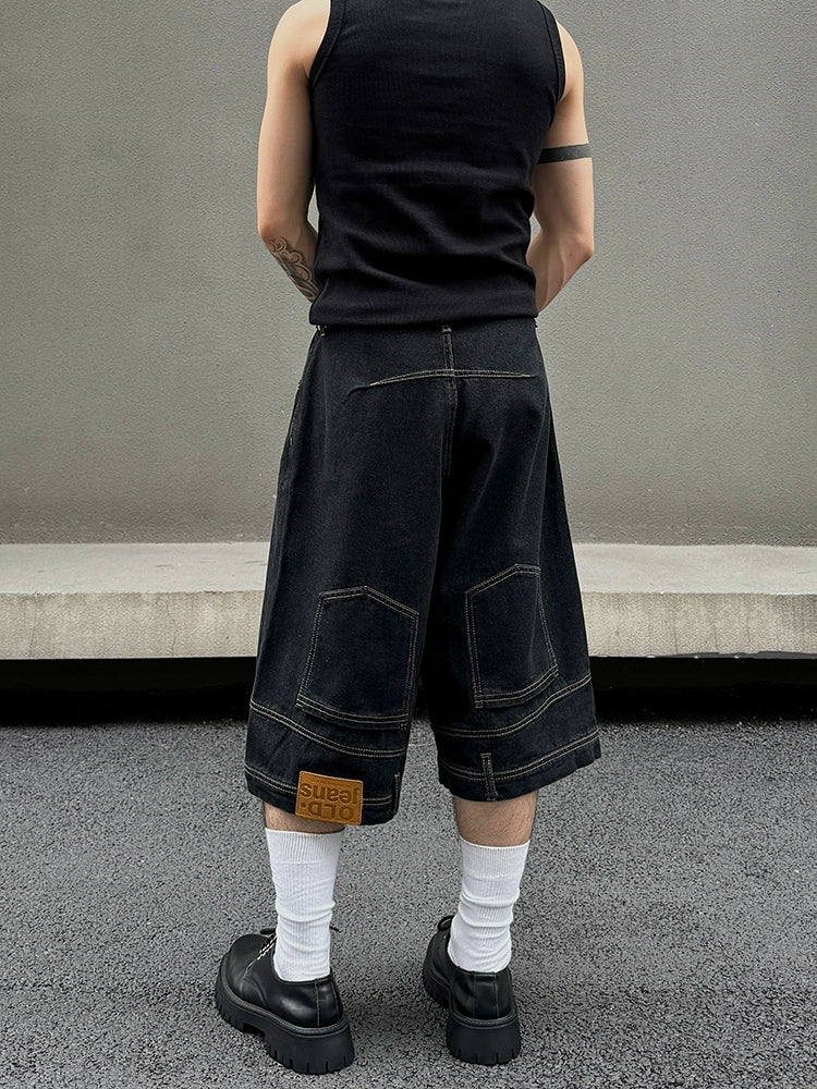 Old Jeans Block Pocket Denim Shorts
