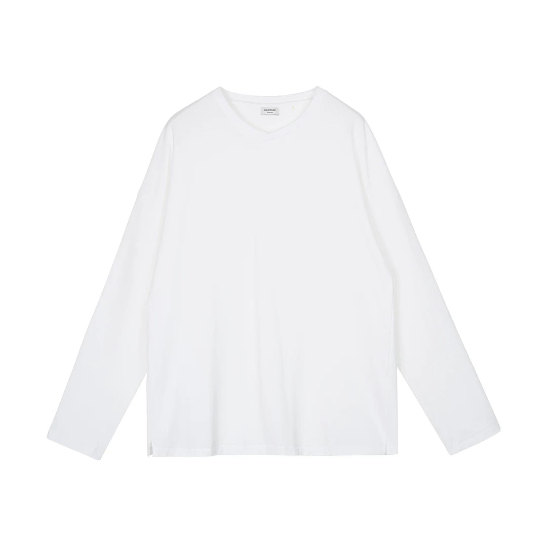 Relaxed V-Neck Long-Sleeve Tee