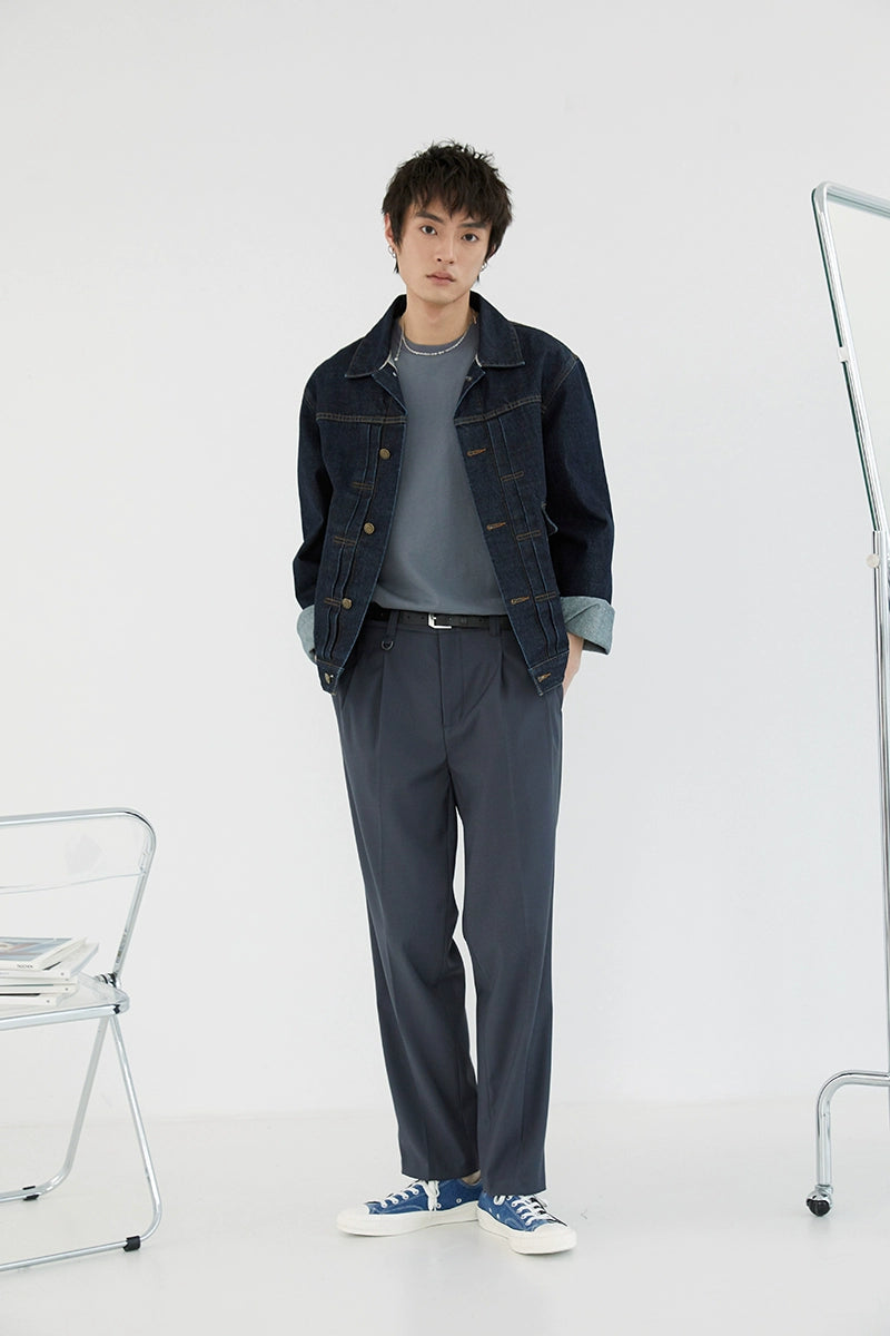 Pantalones de vestir de confort de doble plato