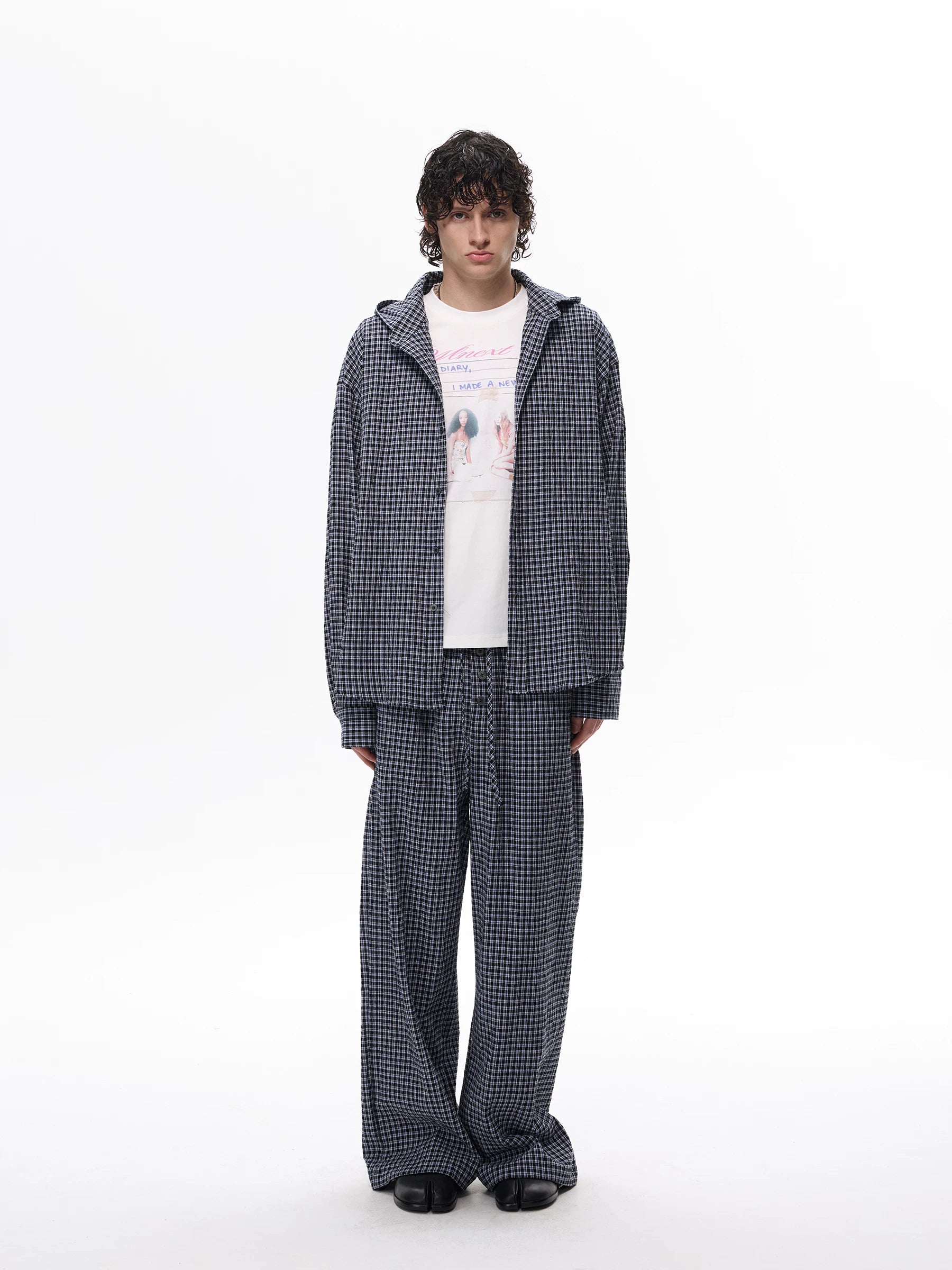 Drape Line Pinstripe Lounge Shirt