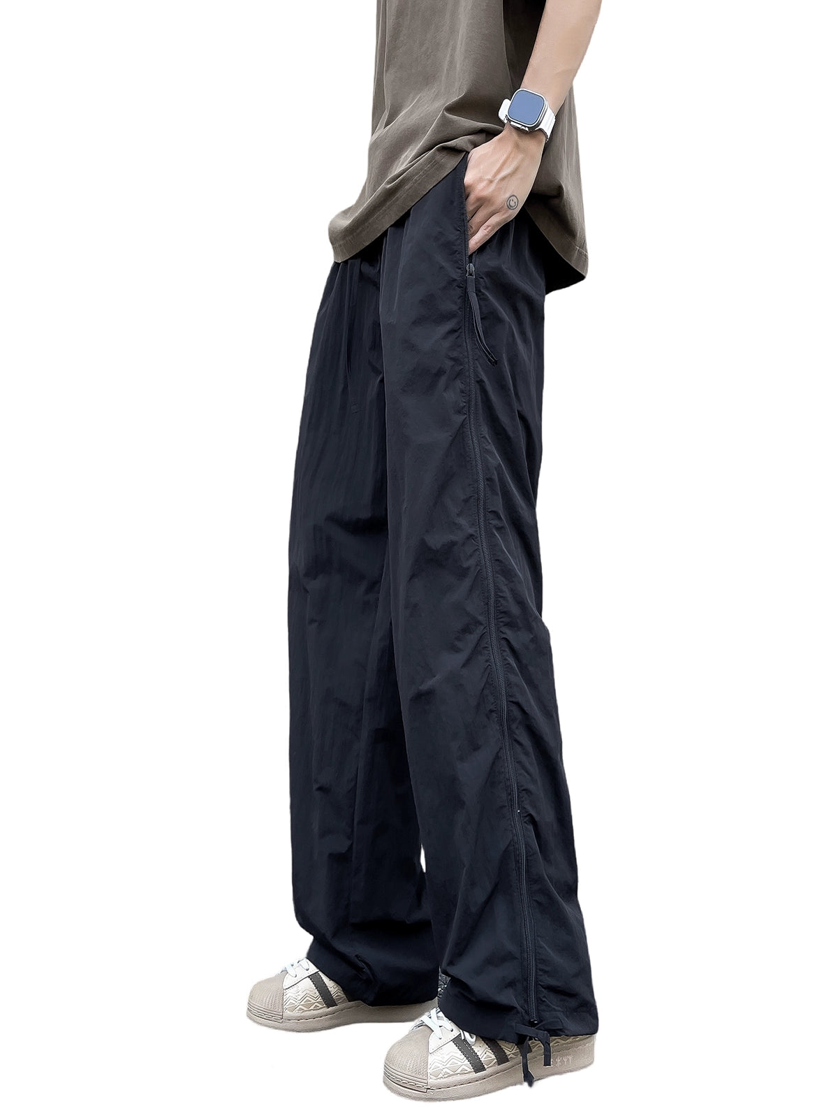 Mesh Panel Wide Leg Pants