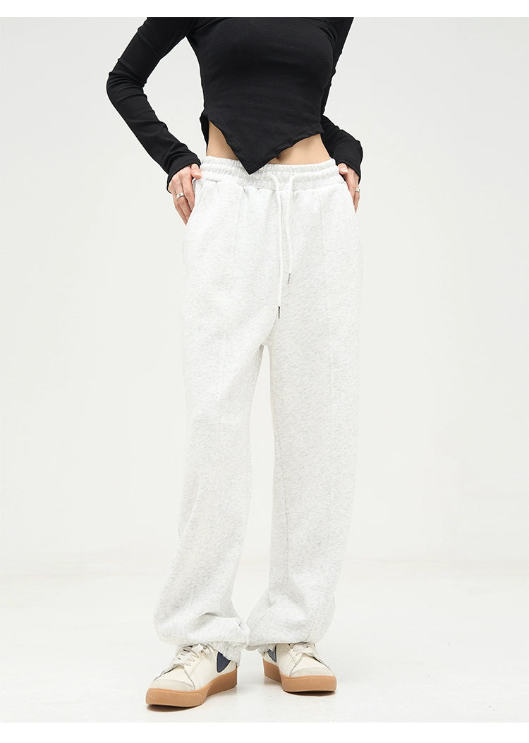 Elastic Waistband Wide-Leg Sweatpants