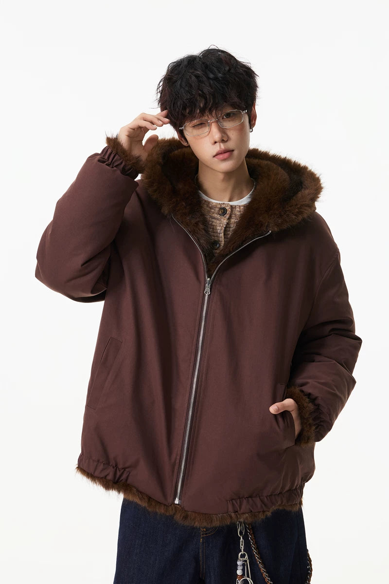 Glacier Haze Faux-Fur Hoodie Coat