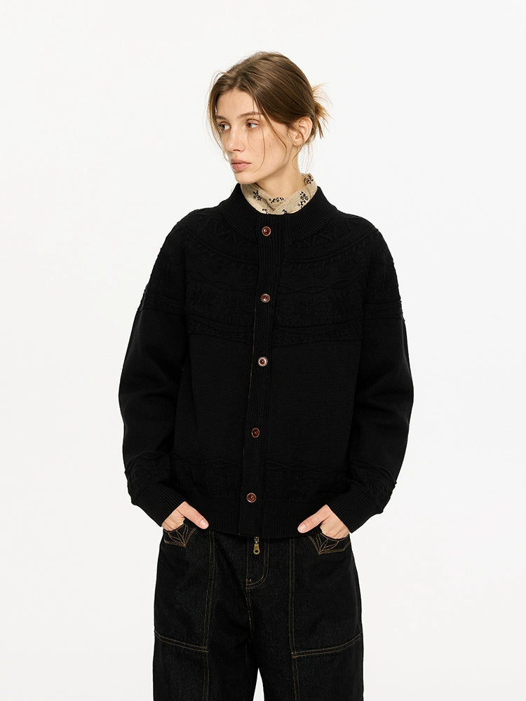 Jacquard Pattern Knit Cardigan