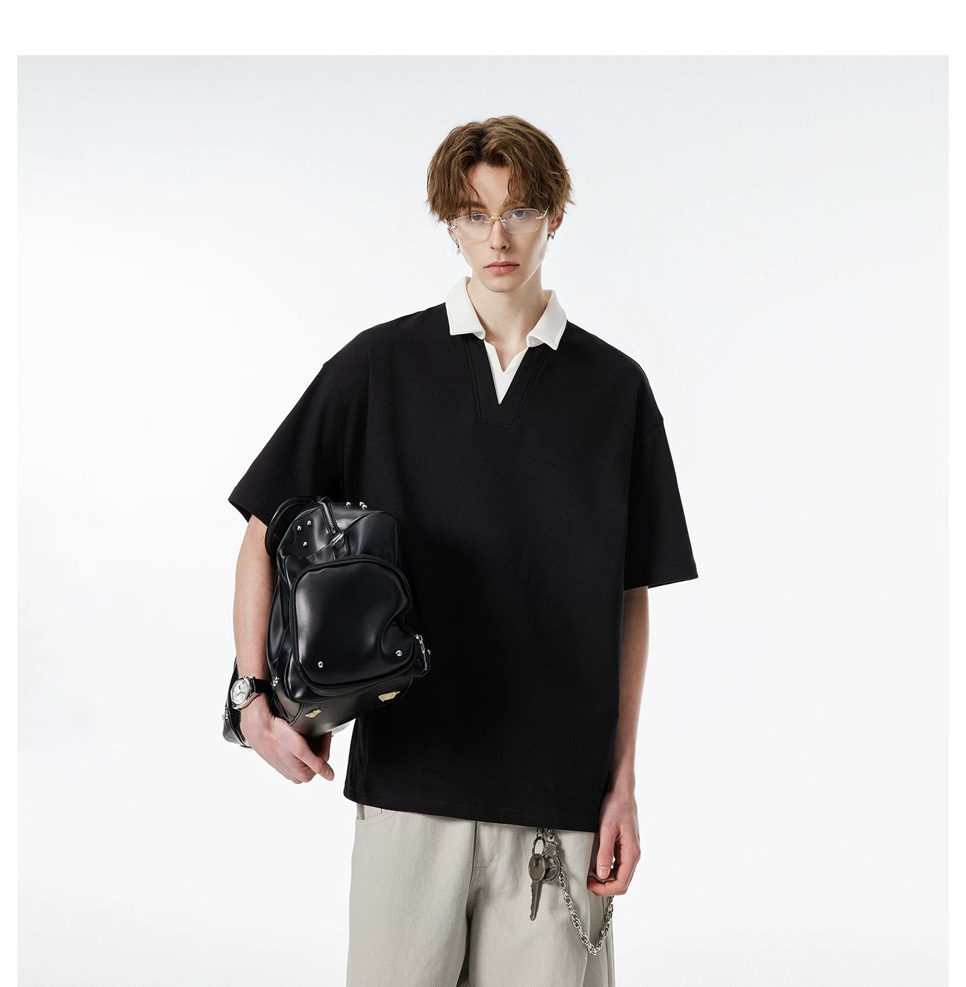 Contrast Collar Club Knit Polo Tee