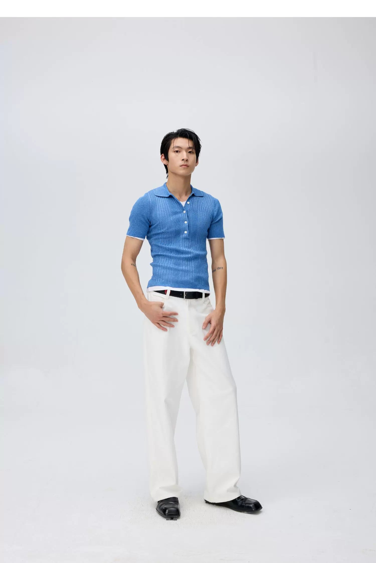 Coastline Rib Knit Polo Tee