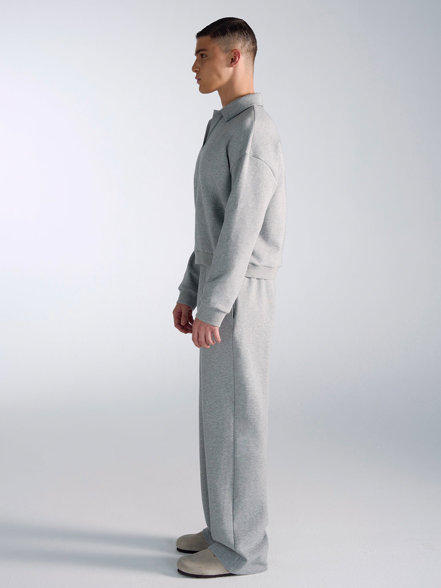 Essential Heather Grey Polo Sweatshirt