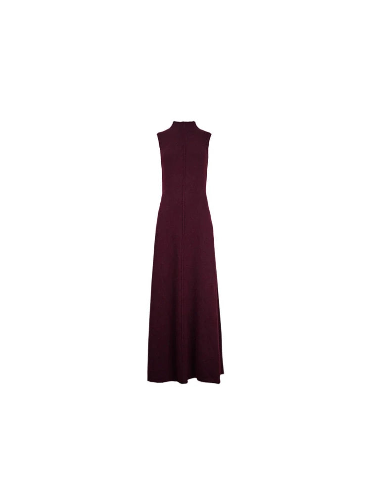 Raccoon Sleeveless Mock Neck Maxi Dress