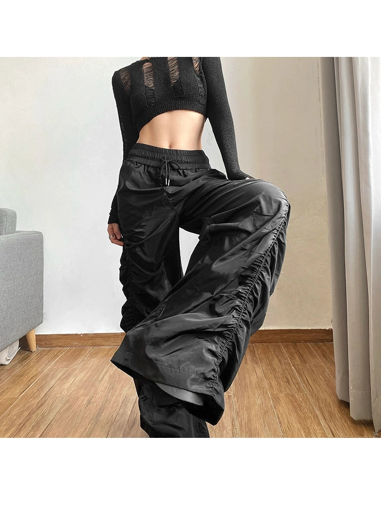 High-Waist Pleated Wide-Leg Pants - chiclara
