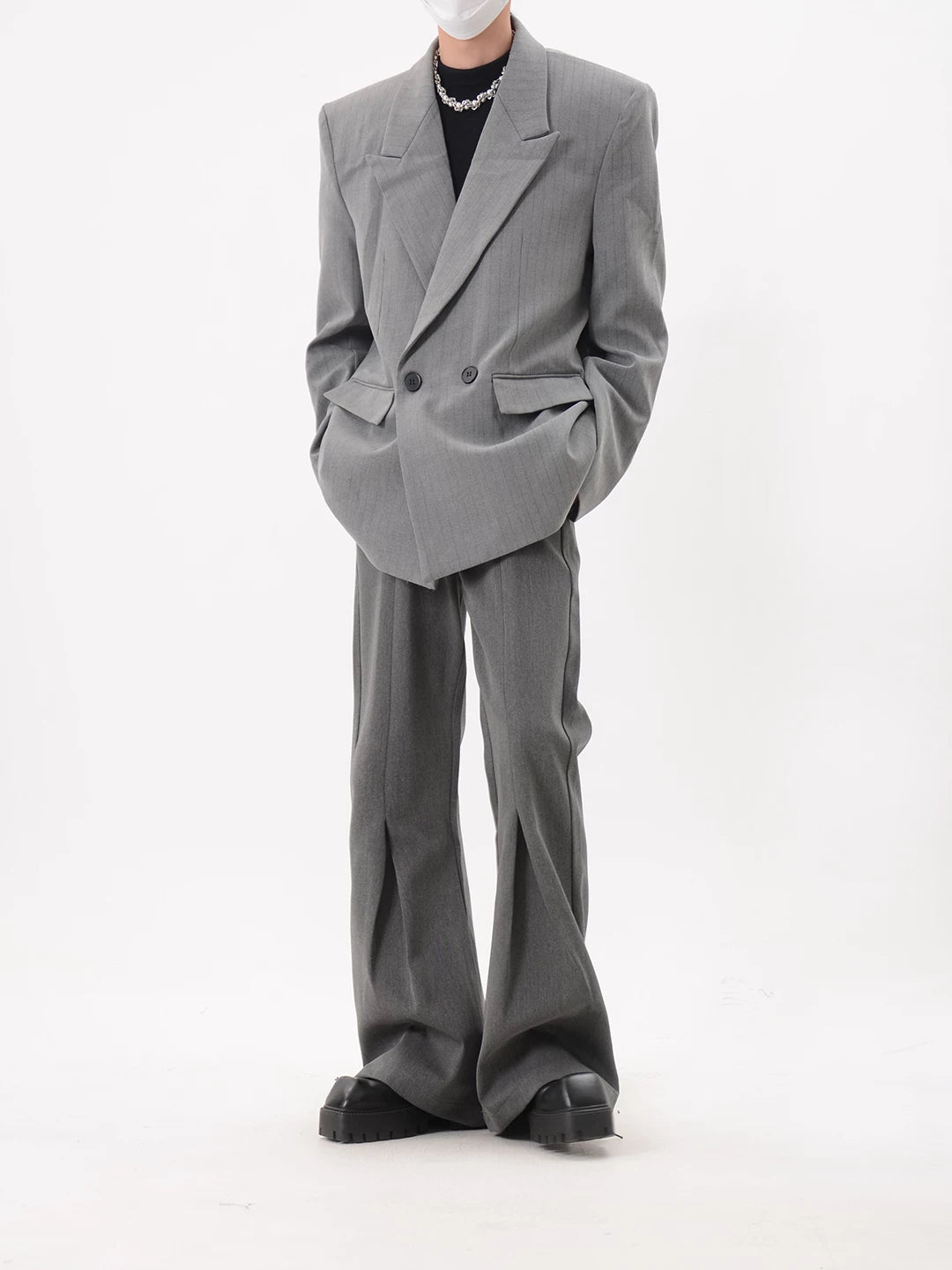 Pinstripe Oversized Double Breasted Blazer