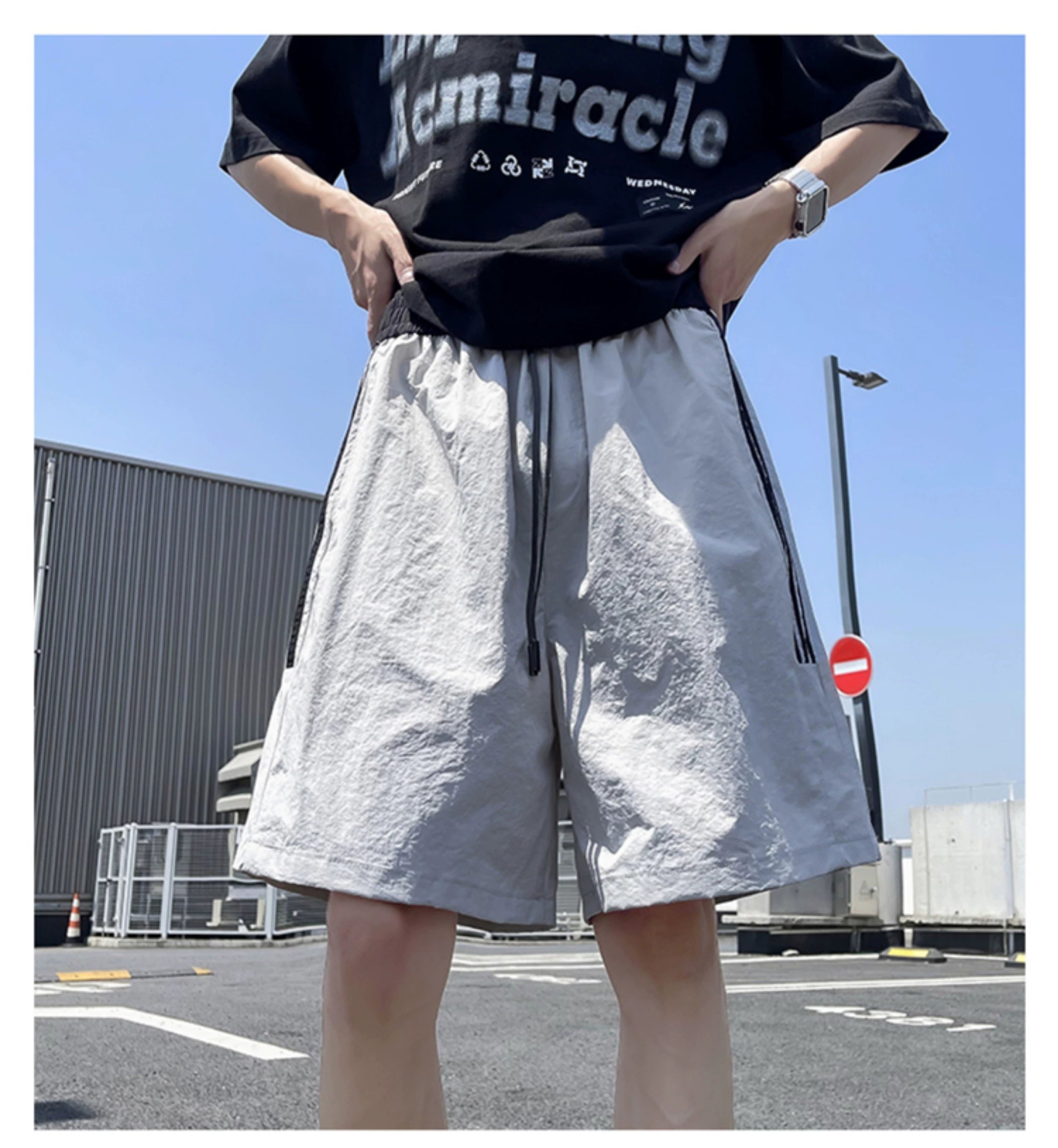 Shiny Stripe Bermuda Shorts