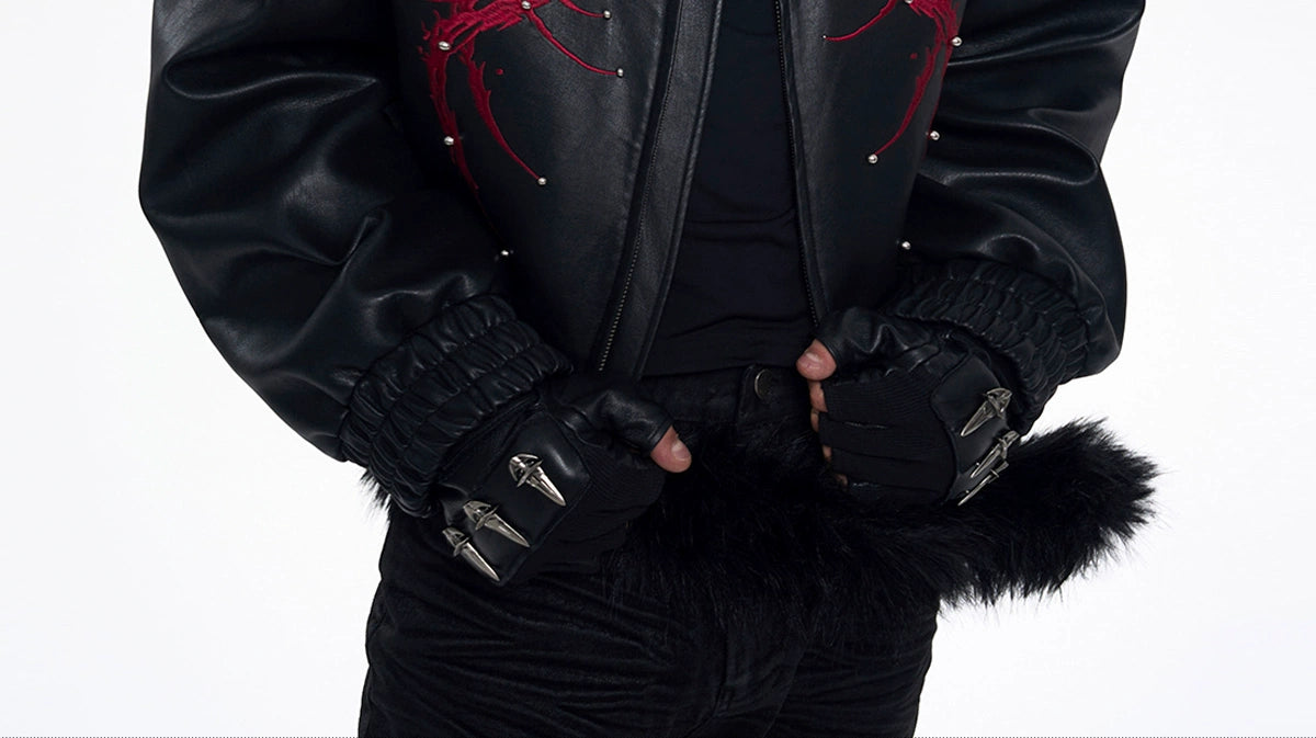 Black Graphic Bomber Jacket
