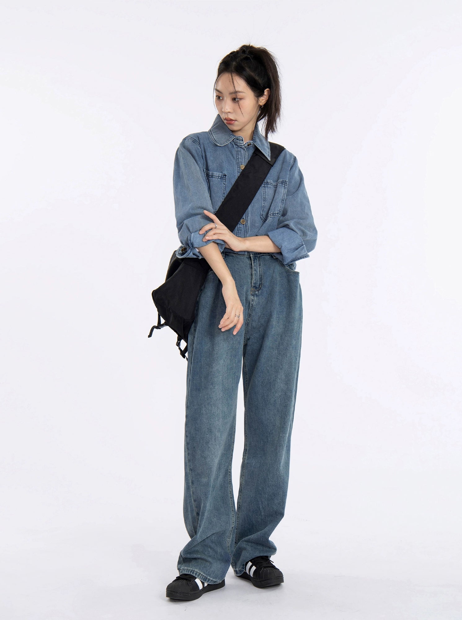 Veste de chemise en jean bleu foncé vintage