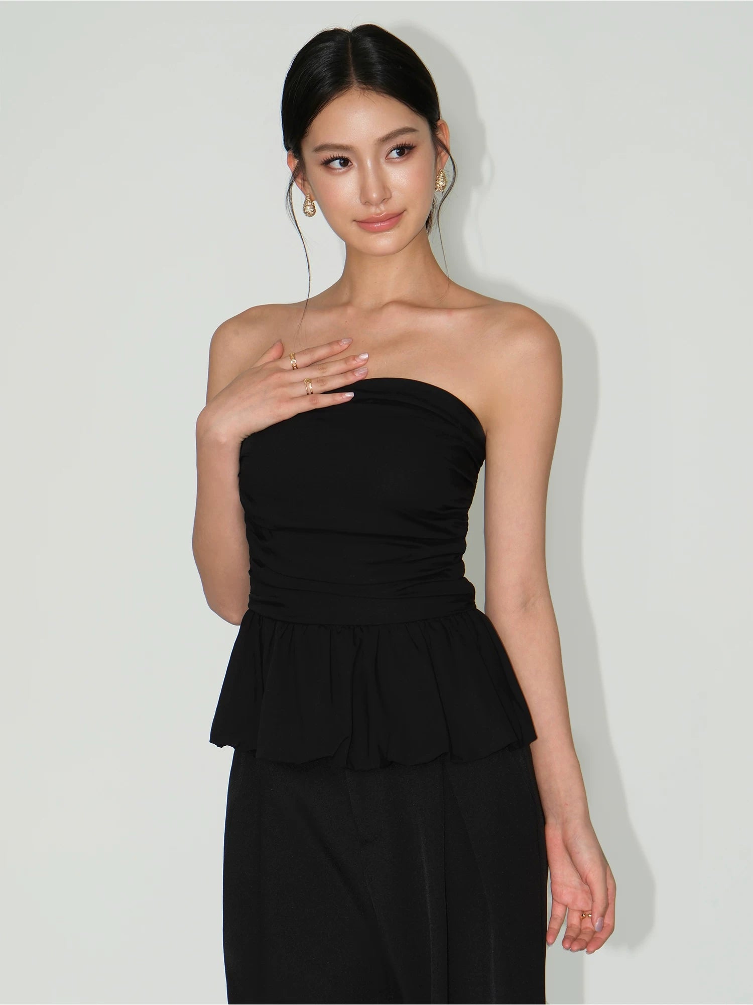 Whisper Peplum Ruched Bandeau Top
